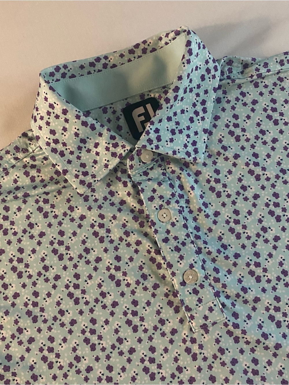 FootJoy Floral Golf Polo Men MED Performance Stretch Shirt